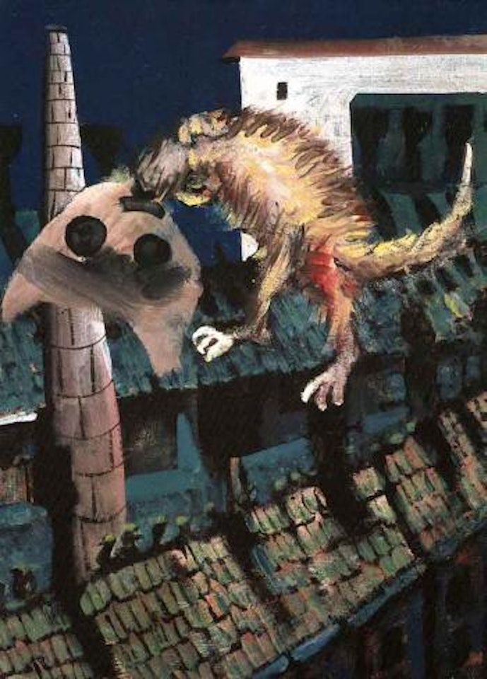 Cat on the roof by Charles Blackman