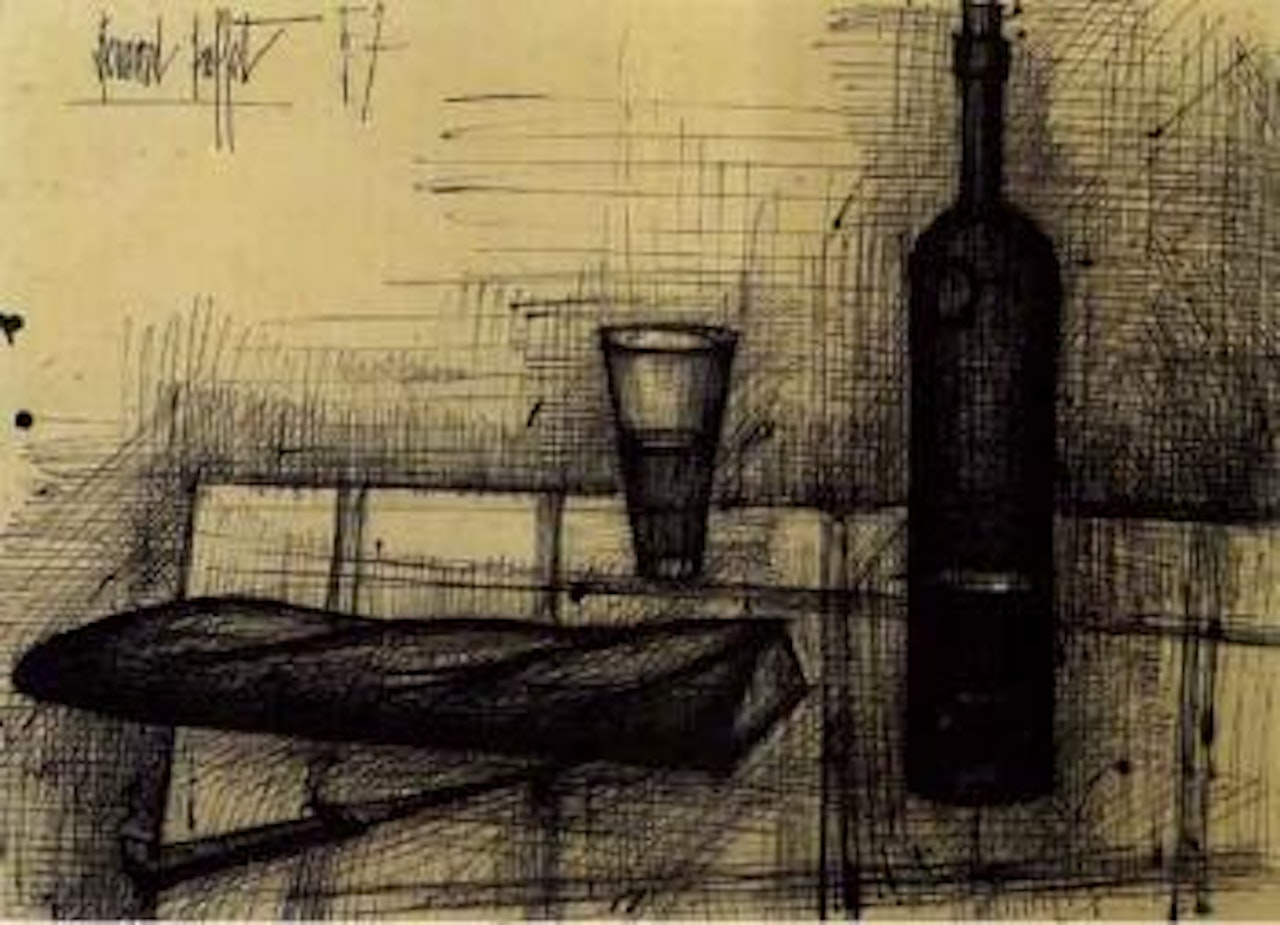 Nature morte au pain et a la bouteille by Bernard Buffet