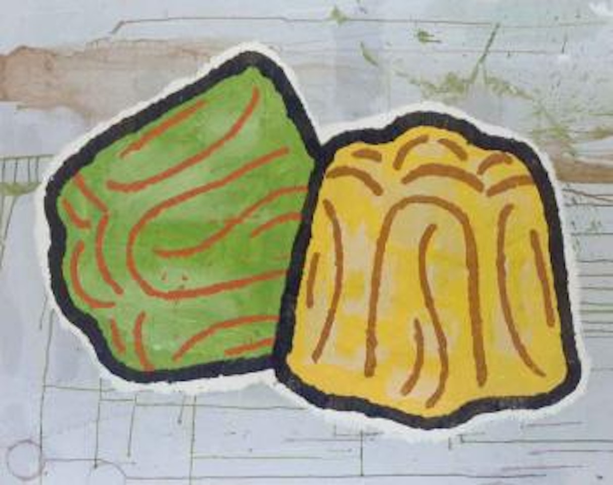 Green and yellow still life by Donald Baechler