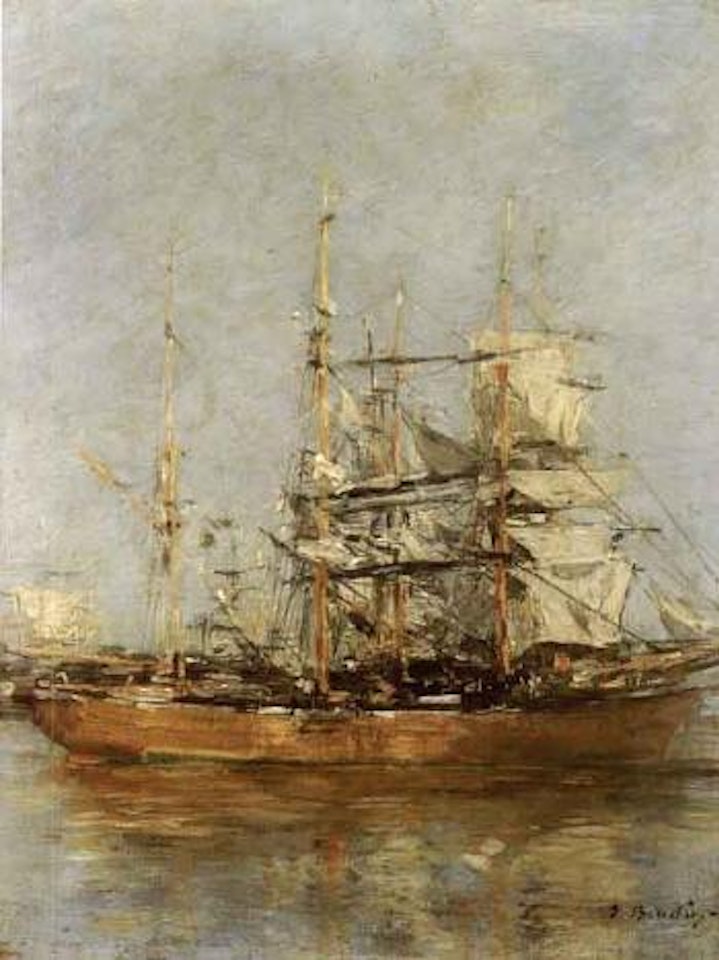 Voilier au port by Eugène Boudin