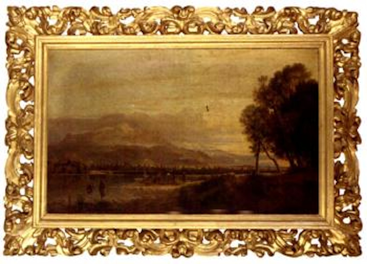 Anglers before a ferry crossing at dusk by Claude Joseph Vernet