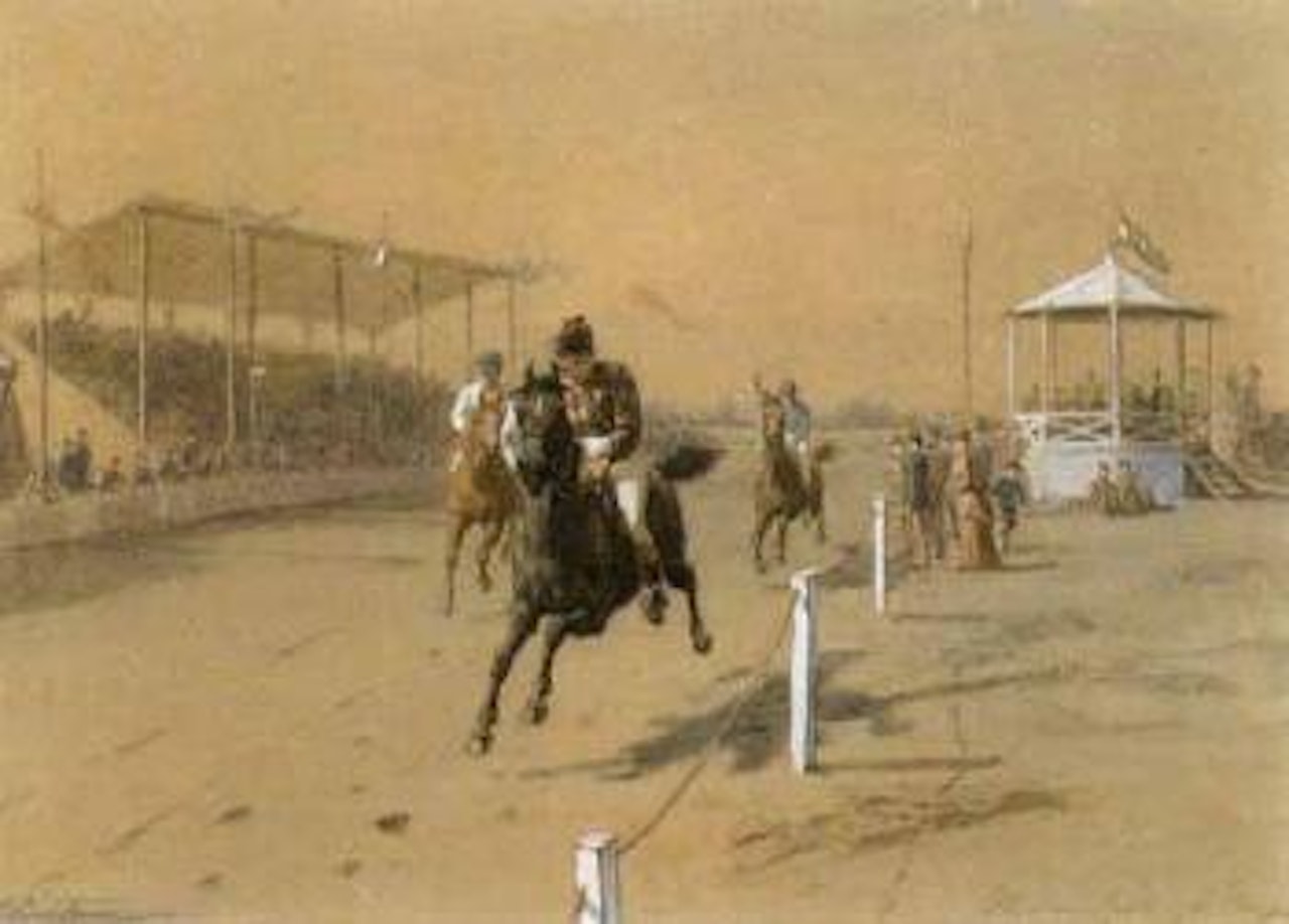 Horse racing near The Hague on sands by Otto Eerelman