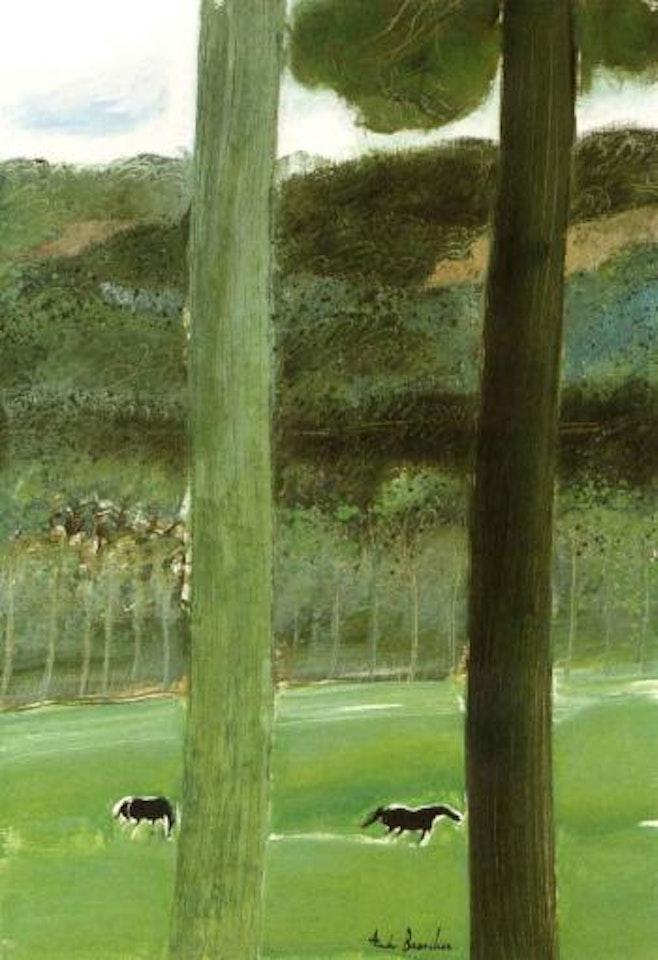 Deux poneys aux grands arbres by André Brasilier