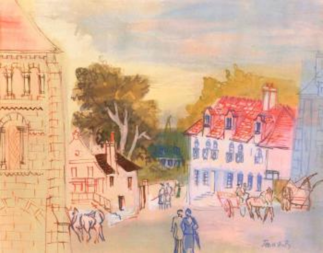 Place de l'Abbaye a Preuilly-sur-Claise by Jean Dufy