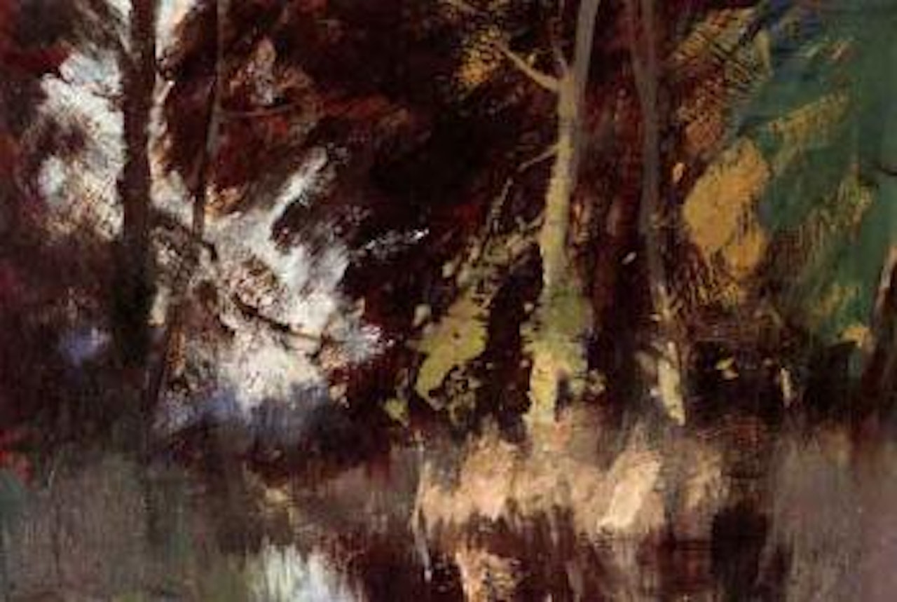 Narrow dyke, sunlight and shadow by Edward Seago
