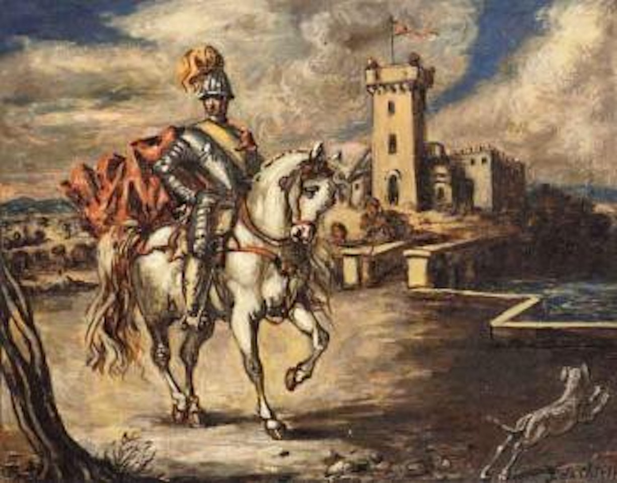 Rider with red cloak by Giorgio de Chirico