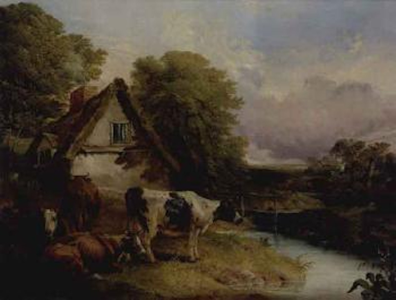Cattle before a cottage by John Frederick Herring