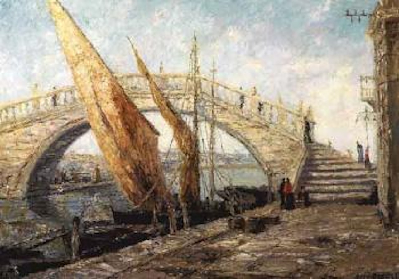 An old bridge in Chioggia near Venice by Otto Pippel