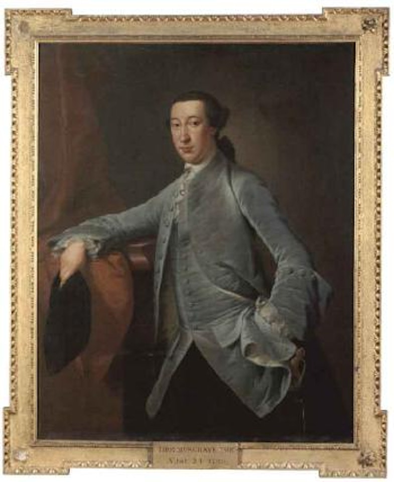 Portrait of Thomas Musgrave, standing and wearing a pale blue velvet jacket by William Hoare of Bath