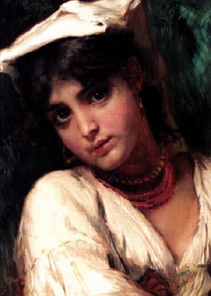 Russian beauty in white by Konstantin Makovsky