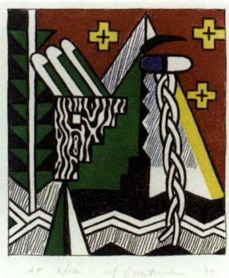 Two figures with teepee by Roy Lichtenstein