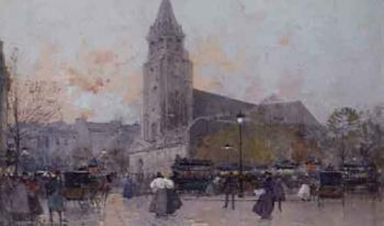 St Germain-des-Pres by Eugene Galien-Laloue