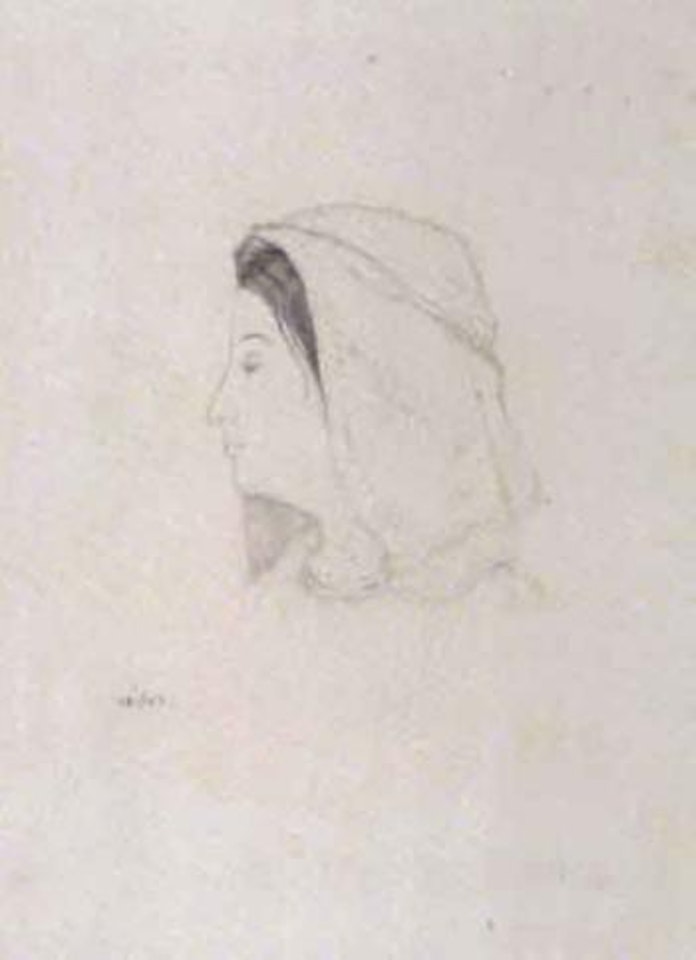 Jeune paysanne de profil by Odilon Redon