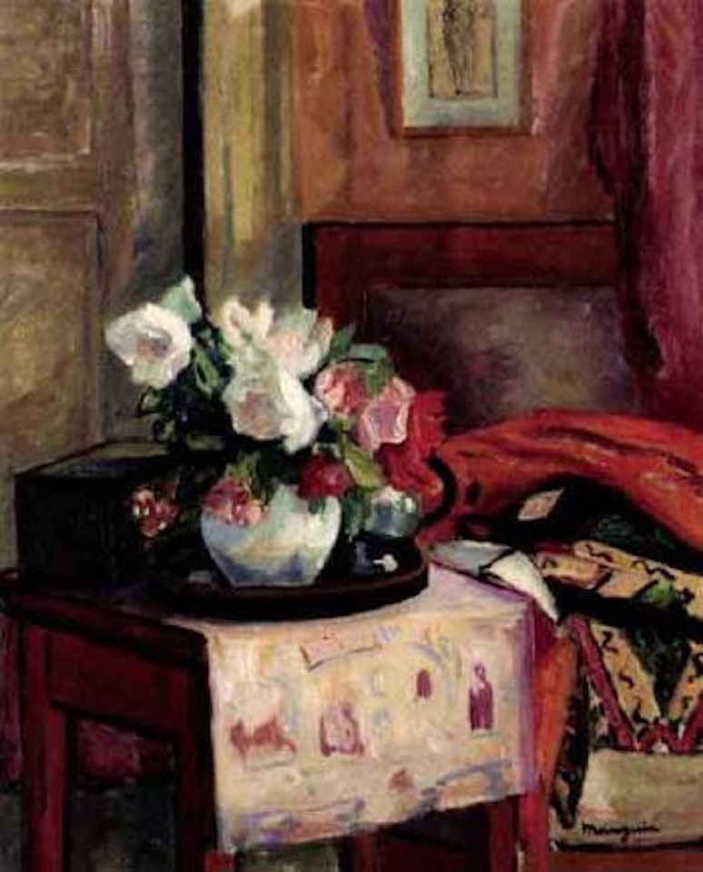 Roses blanches sur la table by Henri Manguin