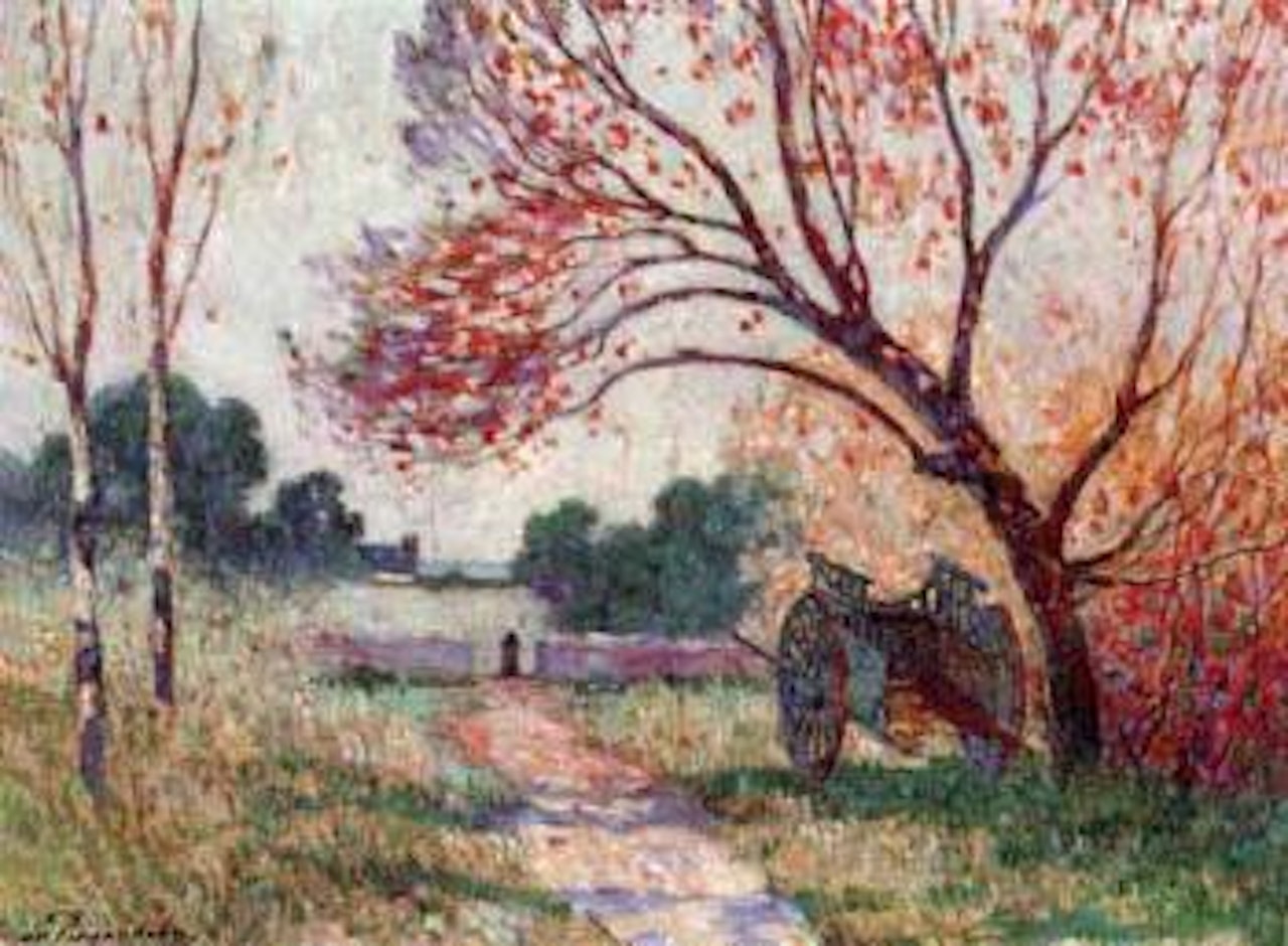 La charette au bord du chemin by Ferdinand du Puigaudeau