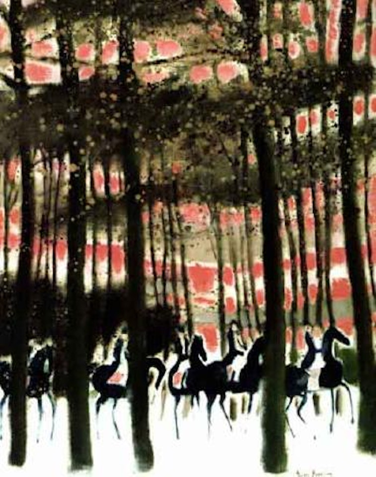 Cavaliers dans un sous-bois au crepuscule by André Brasilier
