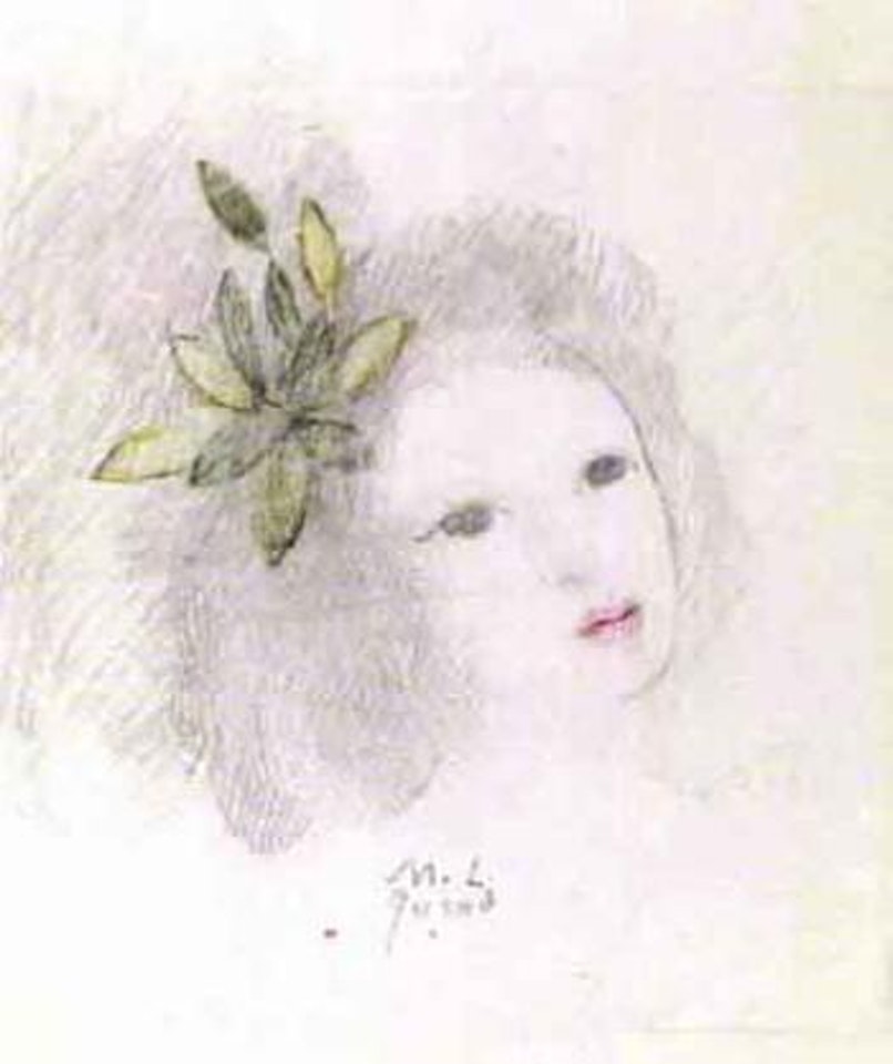 Tete de jeune fille au feuilles by Marie Laurencin