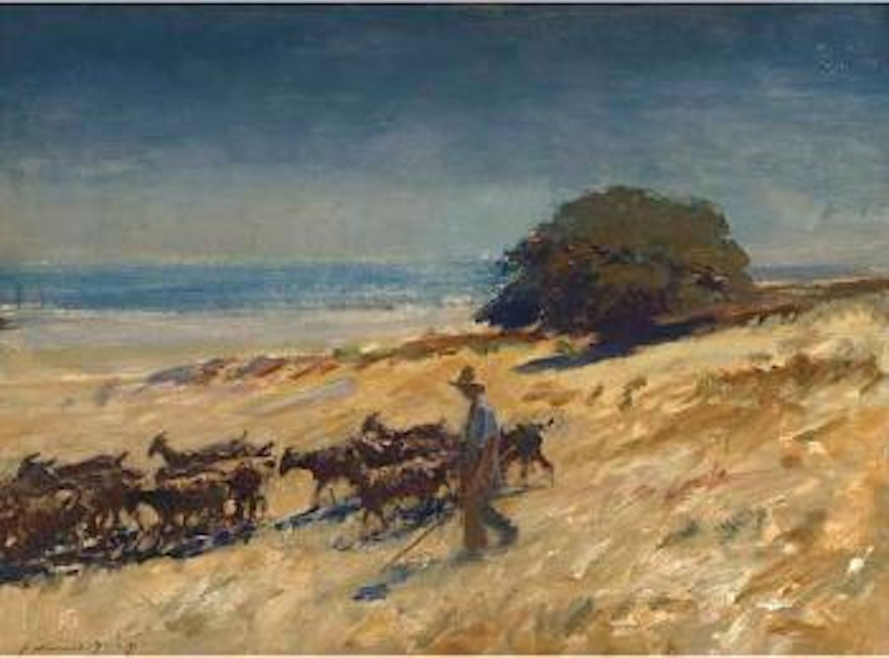 Goatherder and his herd by Edward Seago