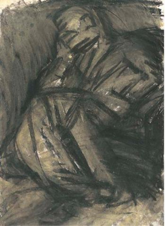 Portrait of the artist's father in an armchair by Leon Kossoff