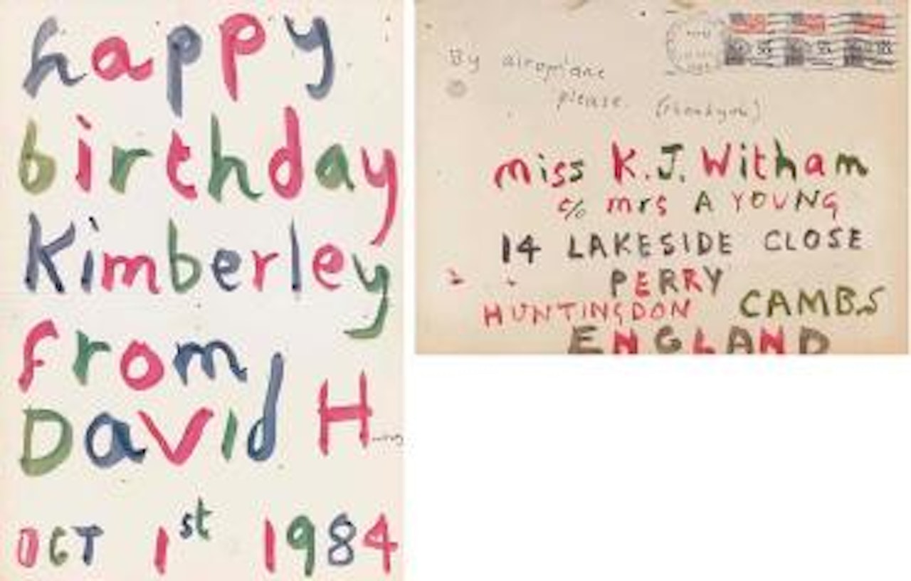 Miss K J Witham's birthday card by David Hockney