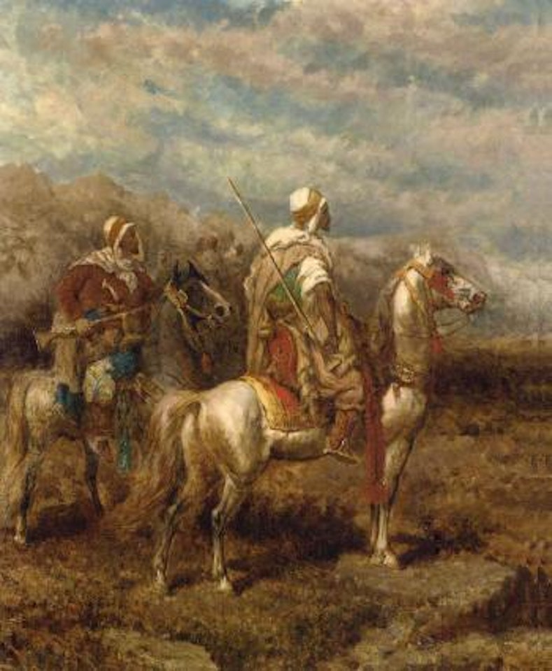Scouts in a mountainous landscape by Adolf Schreyer