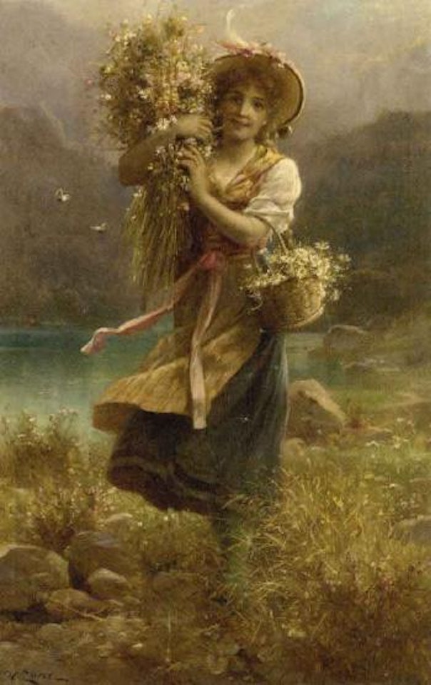 The flower girl by Hans Zatzka