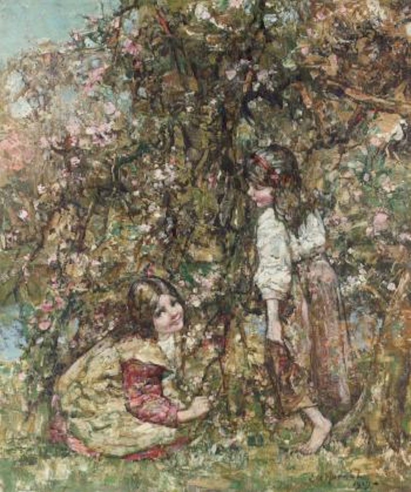 Picking blossom by Edward Atkinson Hornel