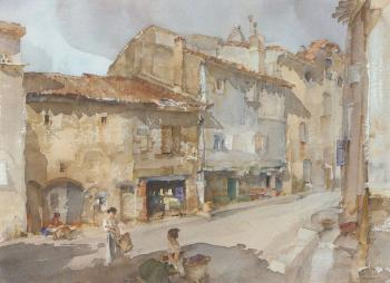 The street with the sundial, Les Cabannes by William Russell Flint