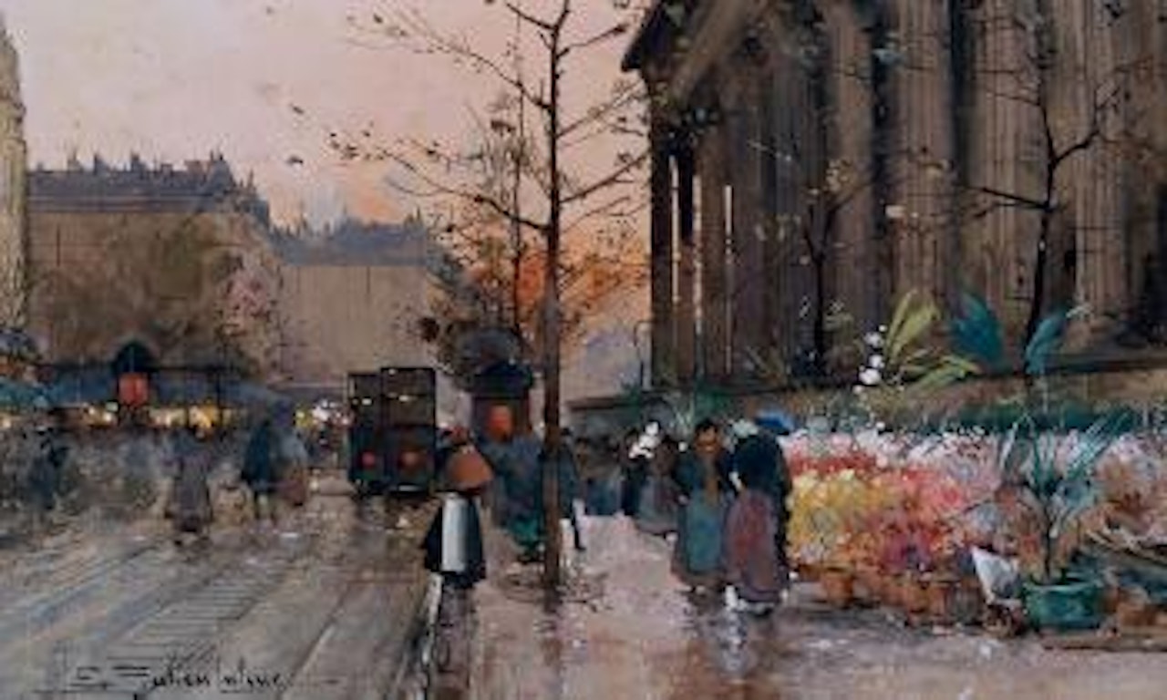 Flower market by Eugene Galien-Laloue