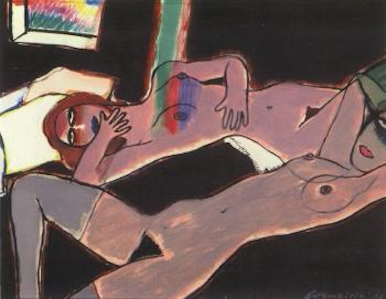 Erotic scene with two reclining female nudes by Corneille