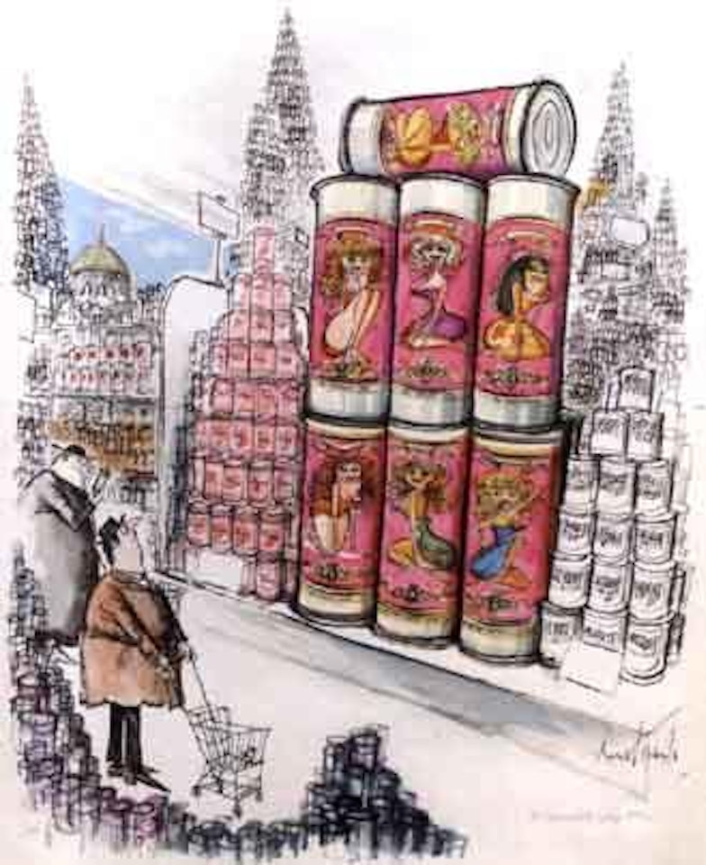Americanisation of Europe - supermarket reaches Rome by Ronald Searle