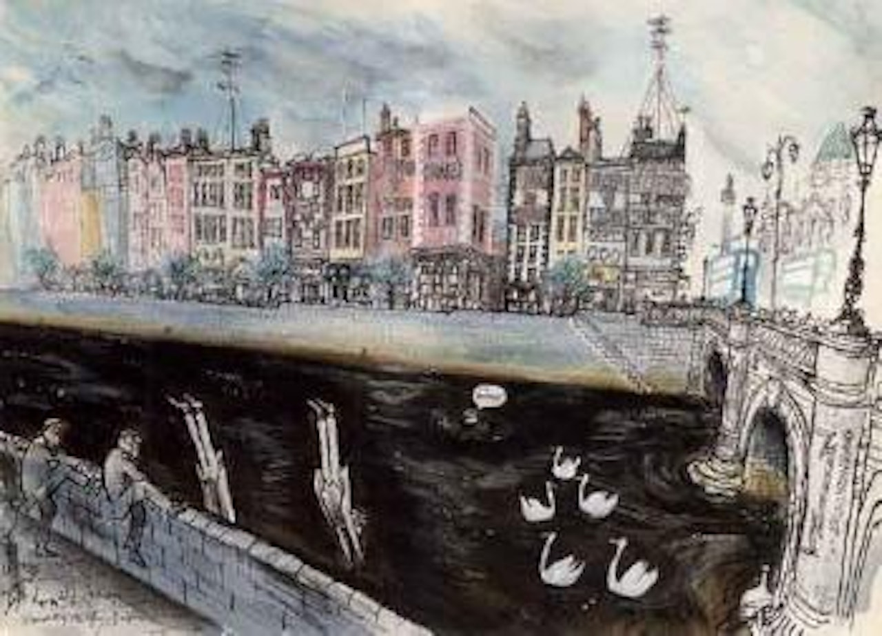 O'Connell Bridge and the Liffey by Ronald Searle