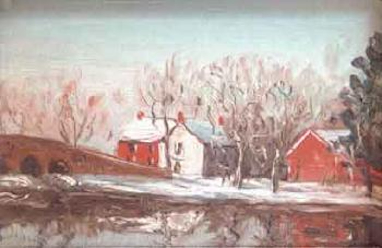 Winter landscape with March's Dam, Pennsburg by Walter Emerson Baum