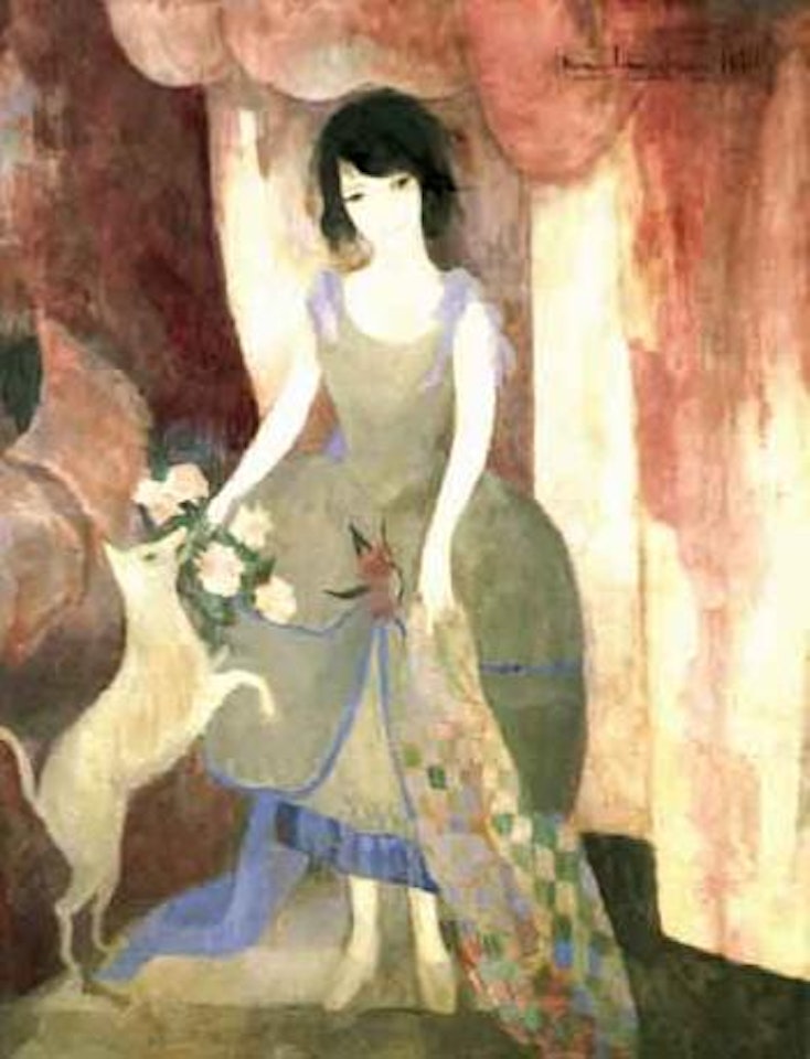 Jeune femme au chien by Marie Laurencin