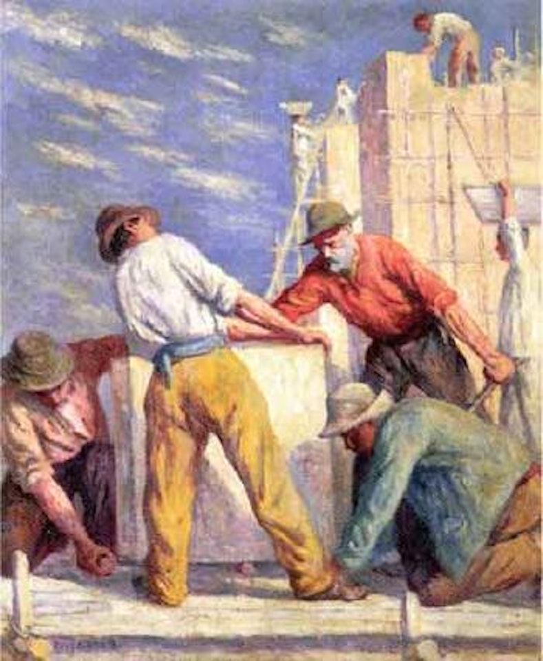 Travailleurs sur chantier de constructions by Maximilien Luce