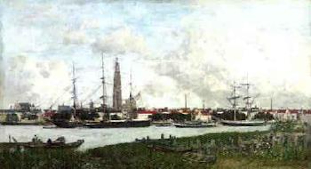Anvers, le port by Eugène Boudin