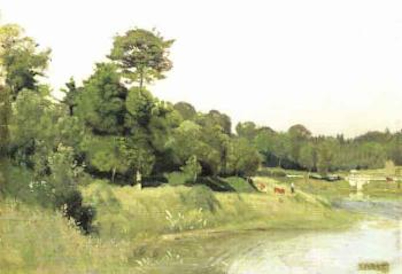 Paysage au bord de la riviere by Jean Baptiste Camille Corot