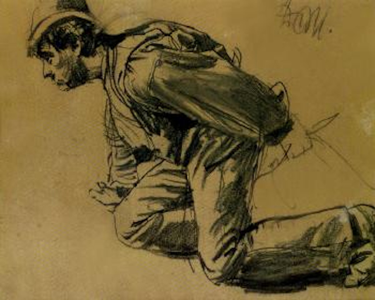 Study of labourer by Adolph Menzel
