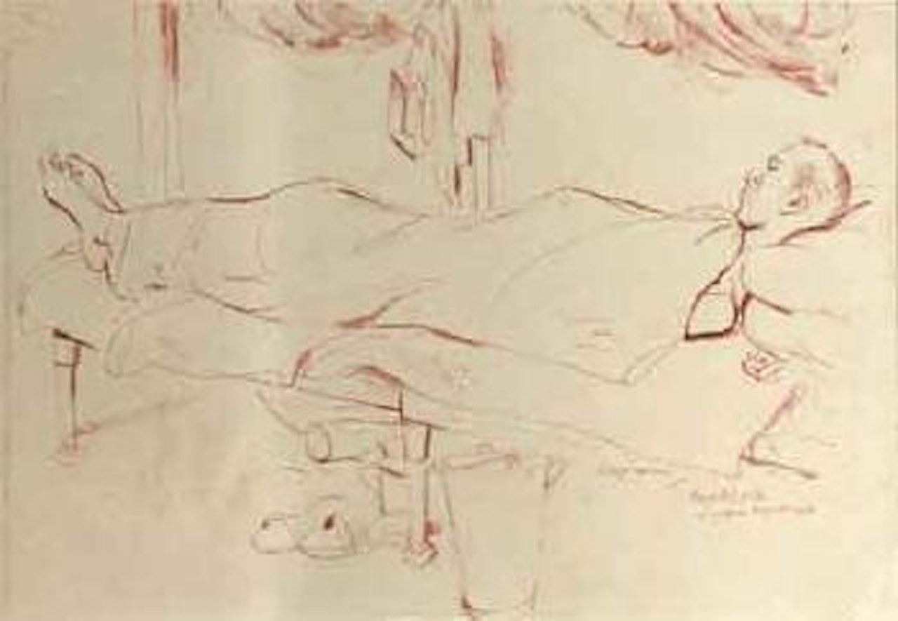 Sick prisoner on the Burma railway by Ronald Searle