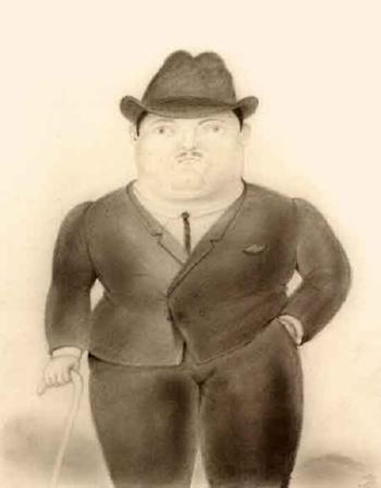 Homme avec canne by Fernando Botero