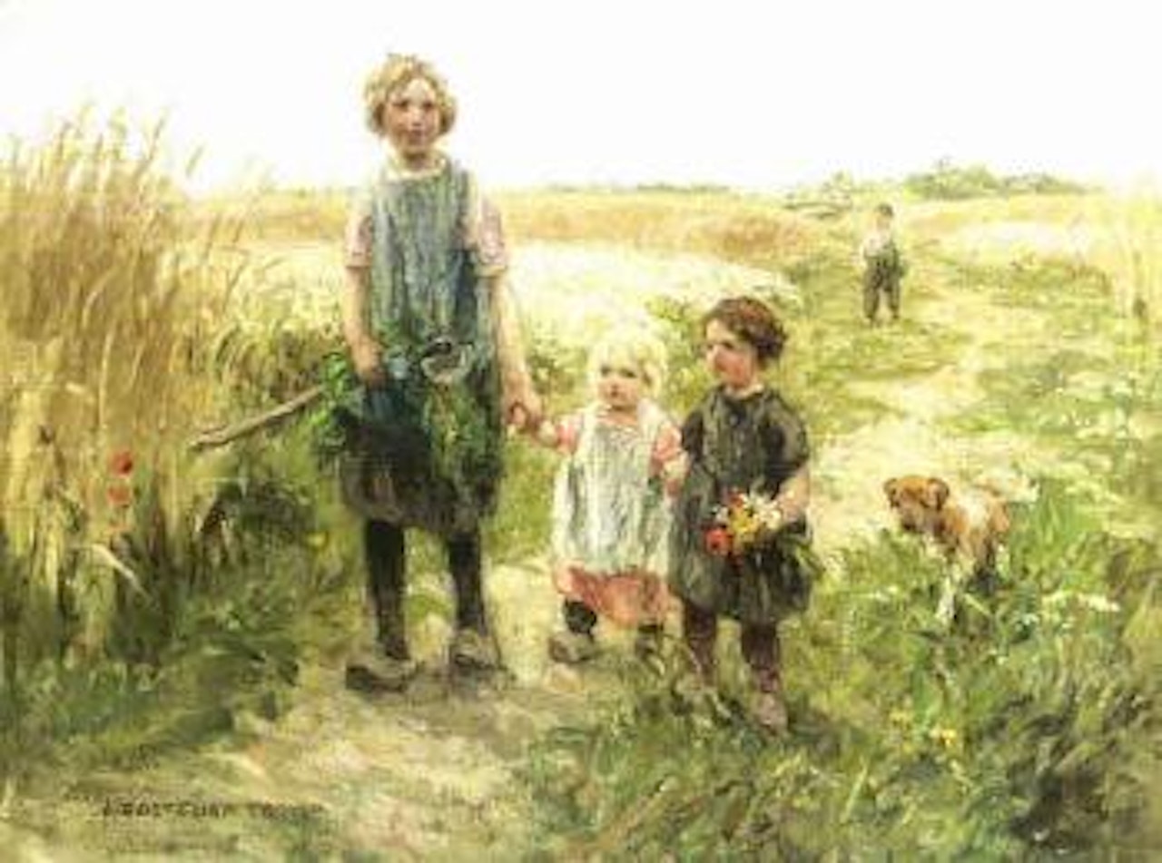 Children walking in the fields by Jan Zoetelief Tromp
