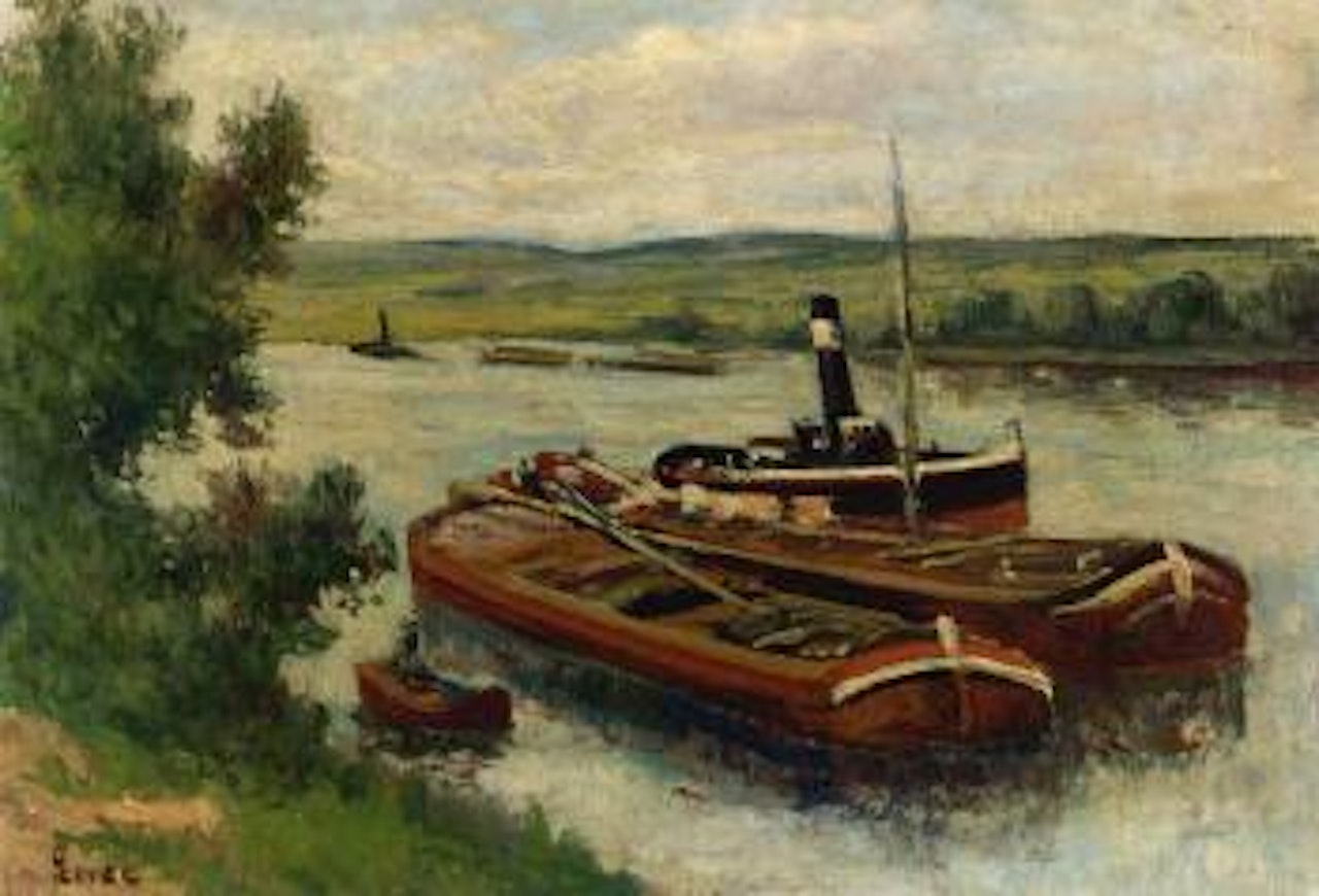 Vapeur et peniches a Mericourt by Maximilien Luce