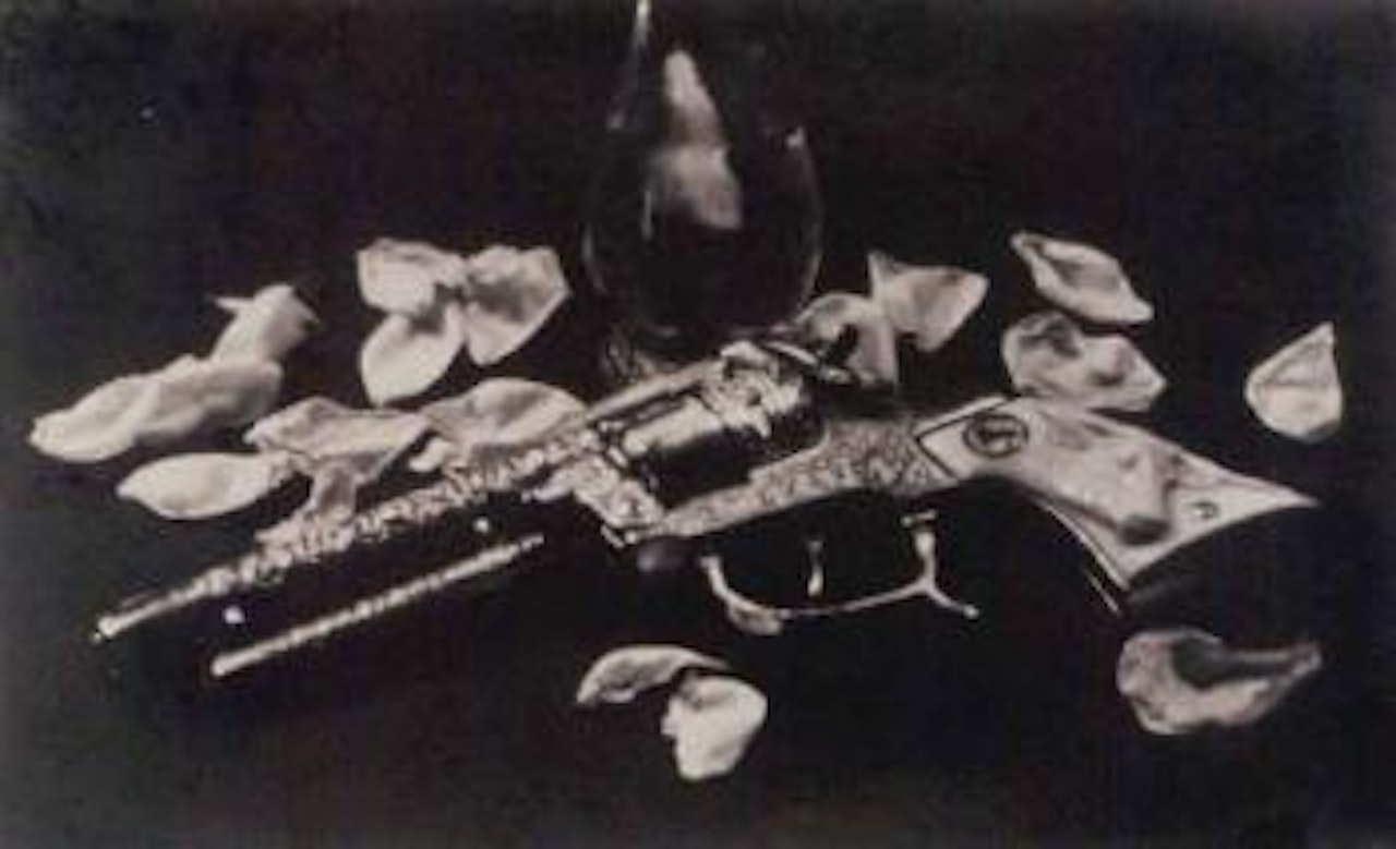 Untitled, still life with revolver and petals by Man Ray