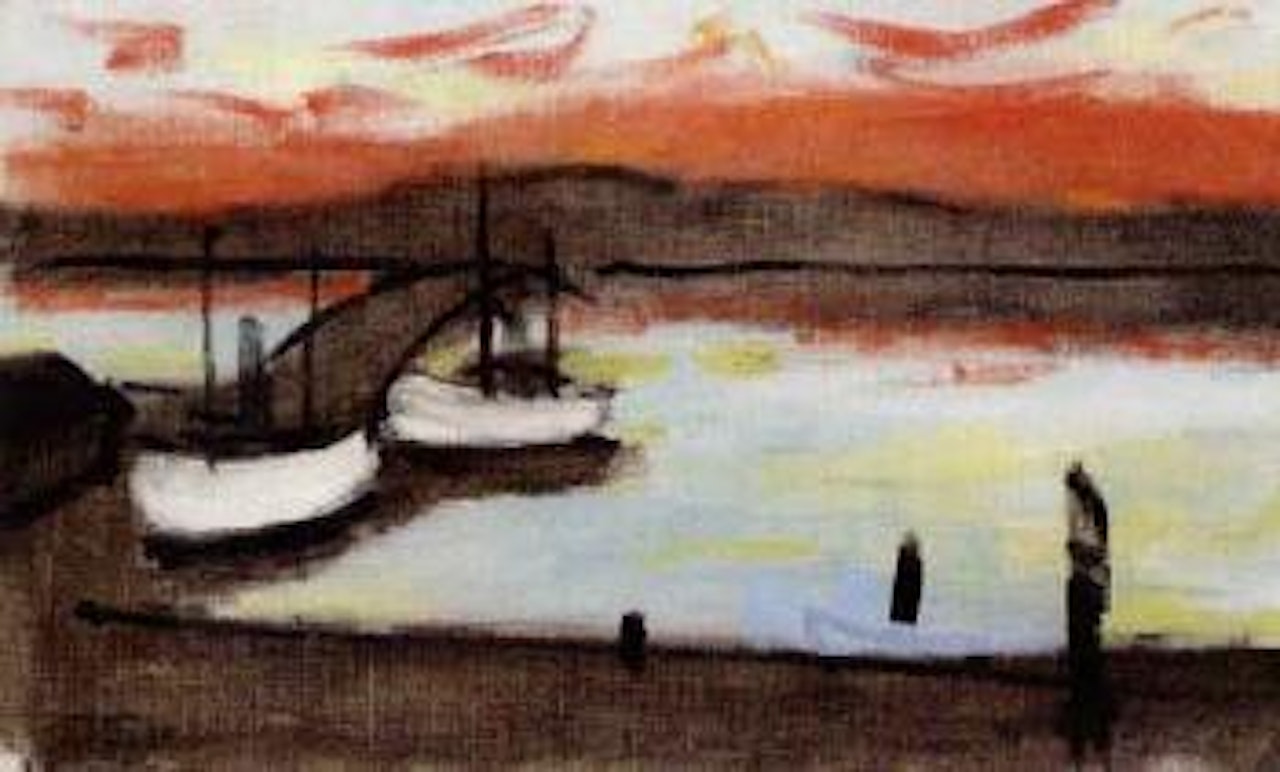 Twilight over the harbour by Ragnar Sandberg