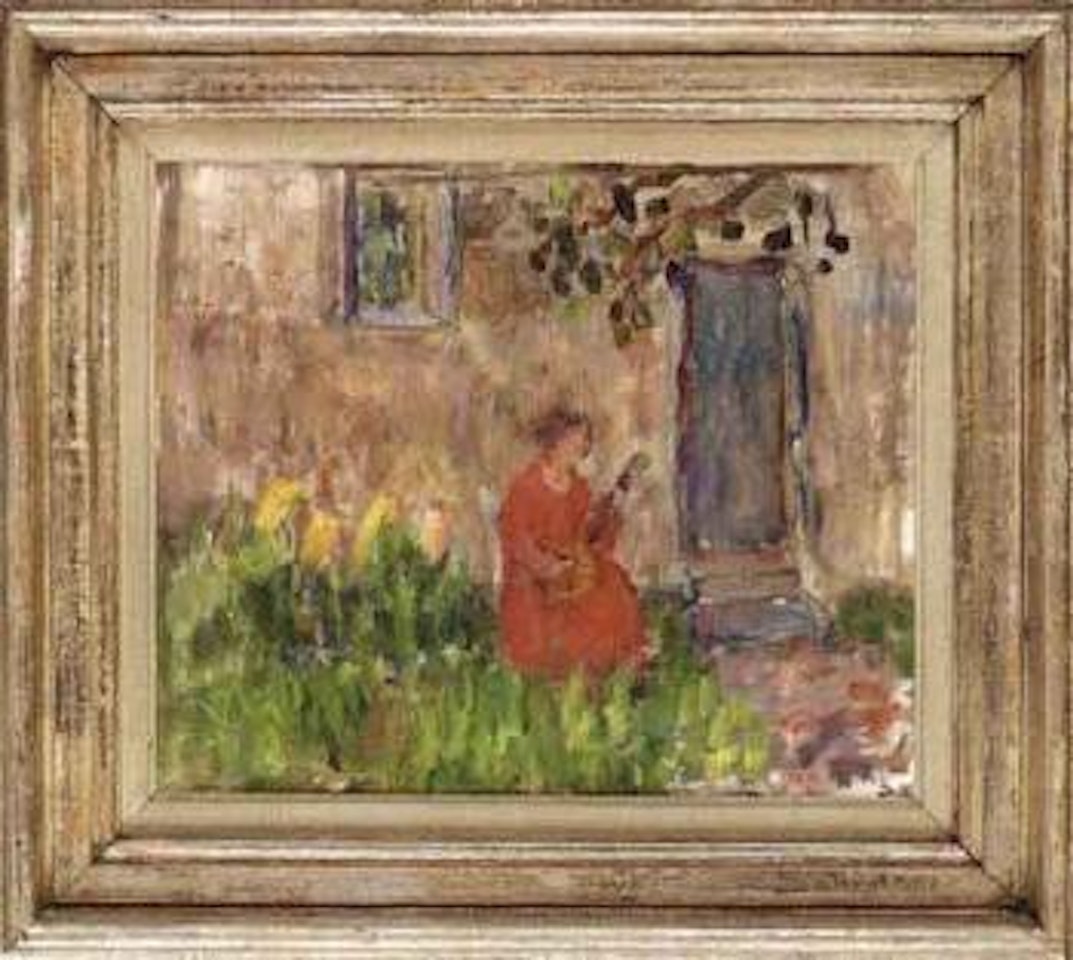 Woman with lute by Ivan Ivarson