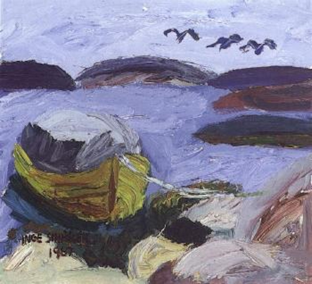 Coastal landscape with boat, Koster by Inge Schiöler