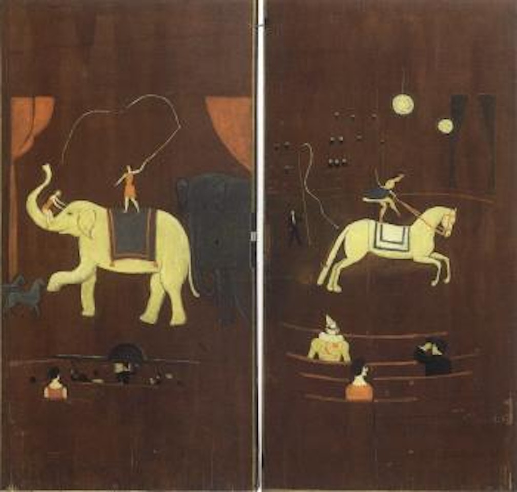 Circus scenes - woman on horseback - Elephant trainer by Einar Jolin