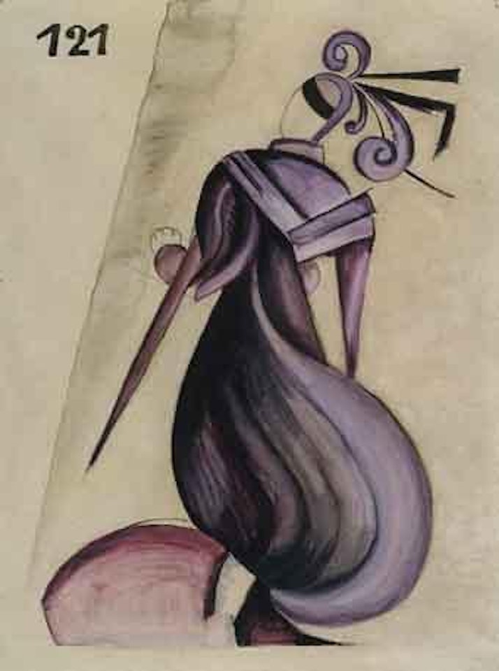 Costume drawing for female figure in Romeo and Juliet by Alexandra Exter