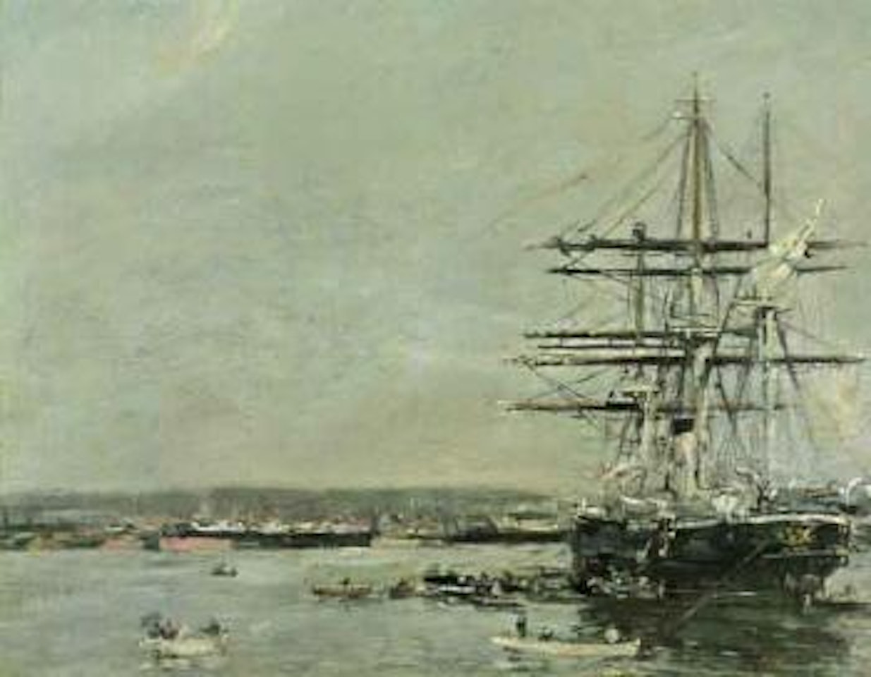 Le Havre, la corvette russe a l'ancre by Eugène Boudin