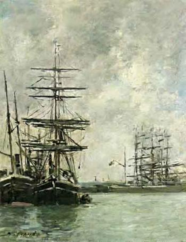 Bateaux a quai by Eugène Boudin